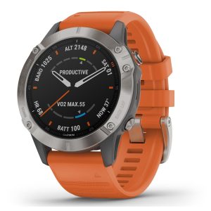 Garmin Fenix 6 - Pro Sapphire Edition (Titanium with Ember Orange Band)