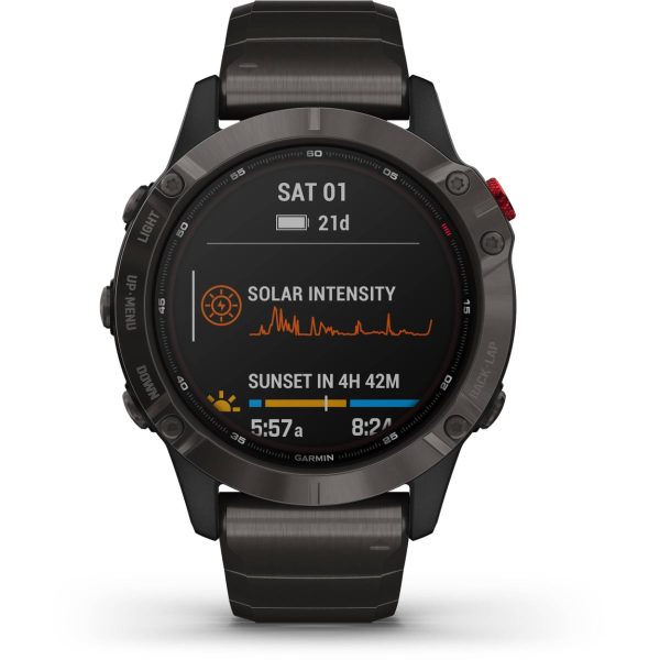 Garmin Fenix 6 - Pro Solar Edition (Titanium Carbon Gray DLC with Titanium DLC Band)