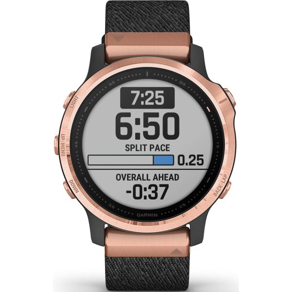 Garmin Fenix 6S - Pro Sapphire Edition (Rose Gold-Tone with Heathered Black Nylon Band)