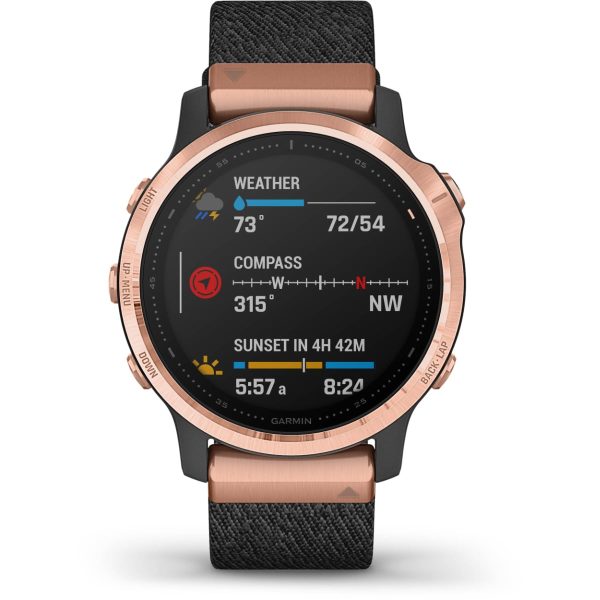 Garmin Fenix 6S - Pro Sapphire Edition (Rose Gold-Tone with Heathered Black Nylon Band)