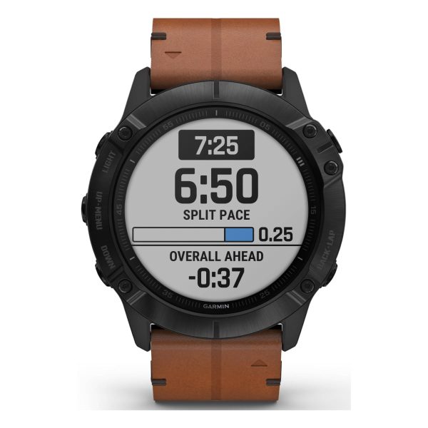 Garmin Fenix 6X - Pro Sapphire Edition (Black DLC with Chestnut Leather Band)