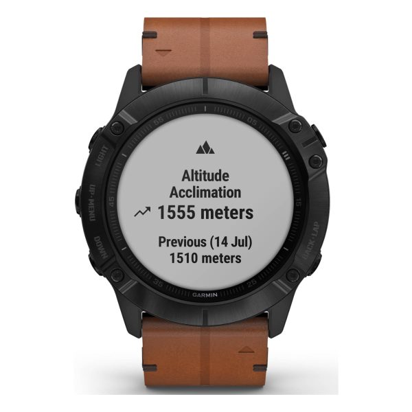 Garmin Fenix 6X - Pro Sapphire Edition (Black DLC with Chestnut Leather Band)