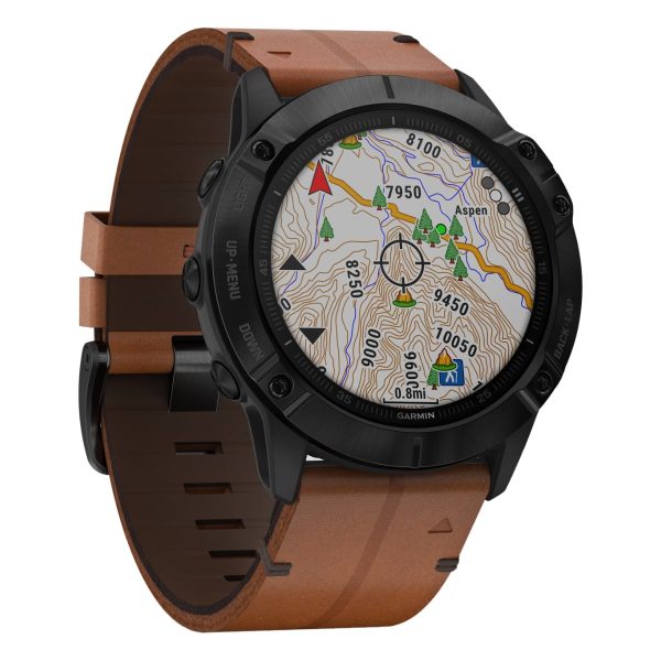 Garmin Fenix 6X - Pro Sapphire Edition (Black DLC with Chestnut Leather Band)