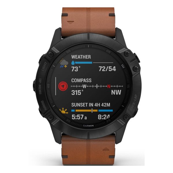Garmin Fenix 6X - Pro Sapphire Edition (Black DLC with Chestnut Leather Band)