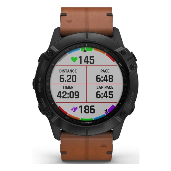 Garmin Fenix 6X - Pro Sapphire Edition (Black DLC with Chestnut Leather Band)
