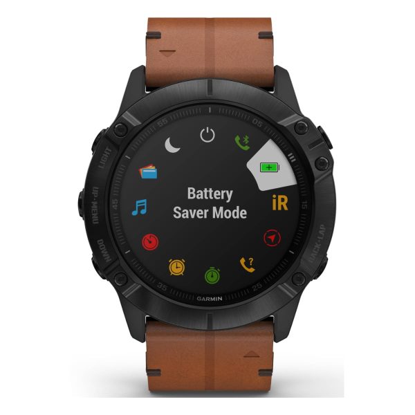 Garmin Fenix 6X - Pro Sapphire Edition (Black DLC with Chestnut Leather Band)