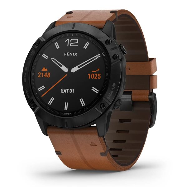 Garmin Fenix 6X - Pro Sapphire Edition (Black DLC with Chestnut Leather Band)