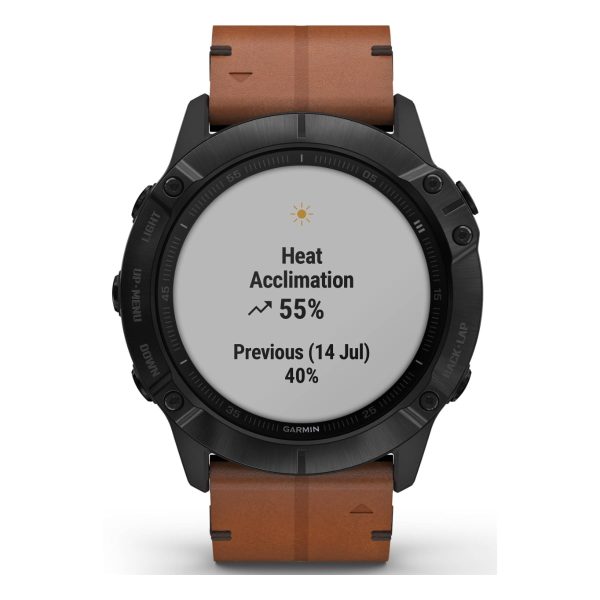 Garmin Fenix 6X - Pro Sapphire Edition (Black DLC with Chestnut Leather Band)