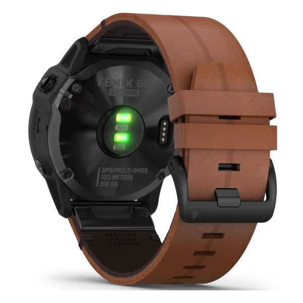 Garmin Fenix 6X - Pro Sapphire Edition (Black DLC with Chestnut Leather Band)