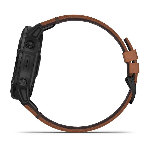 Garmin Fenix 6X - Pro Sapphire Edition (Black DLC with Chestnut Leather Band)
