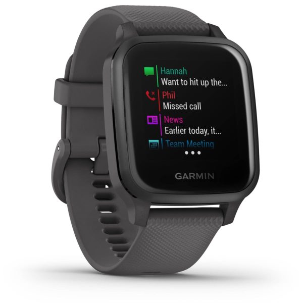 Garmin Venu Sq (Slate Aluminum Bezel with Shadow Gray Case and Silicone Band)