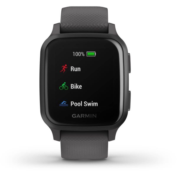 Garmin Venu Sq (Slate Aluminum Bezel with Shadow Gray Case and Silicone Band)