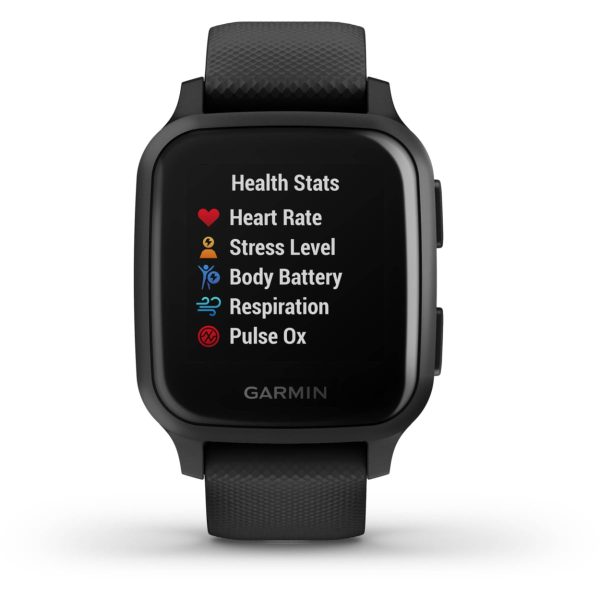 Garmin Venu Sq – Music Edition (Slate Aluminum Bezel with Black Case and Silicone Band)