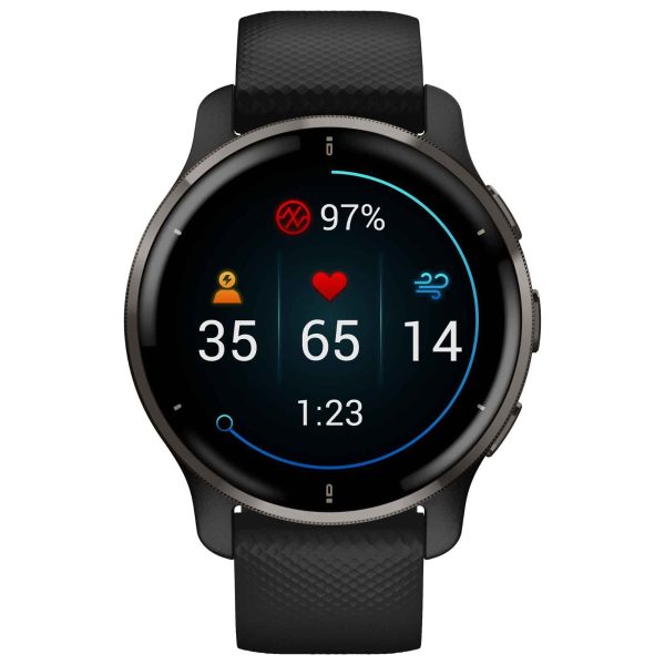 Garmin Venu 2 Plus (Slate Stainless Steel Bezel with Black Case and Silicone Band)