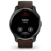 Garmin Venu 2 Plus (Slate Stainless Steel Bezel With Slate Case And Brown Leather Band)