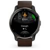 Garmin Venu 2 Plus (Slate Stainless Steel Bezel With Slate Case And Brown Leather Band)