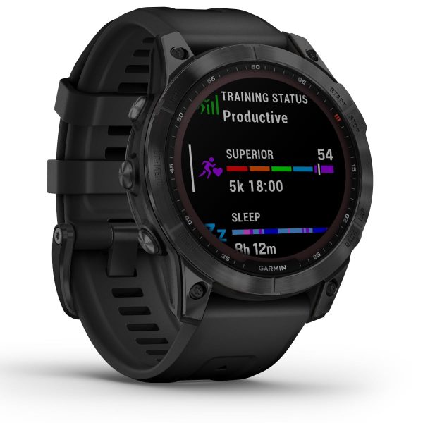 Garmin Fenix 7 – Sapphire Solar Edition (Black DLC Titanium with Black Band)