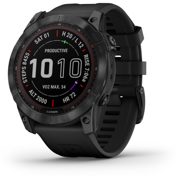 Garmin Fenix 7X – Sapphire Solar Edition (Black DLC Titanium with Black Band)