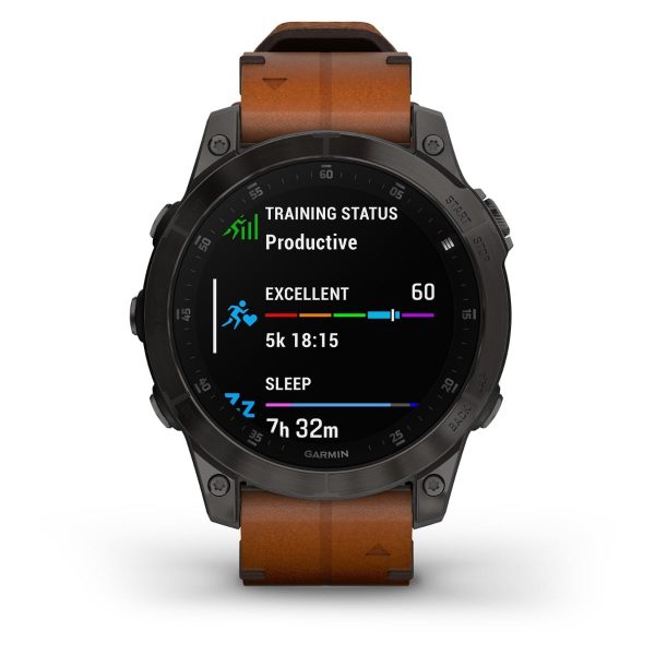 Garmin Epix (Gen 2) (Sapphire - Black Titanium with Chestnut Leather Band)