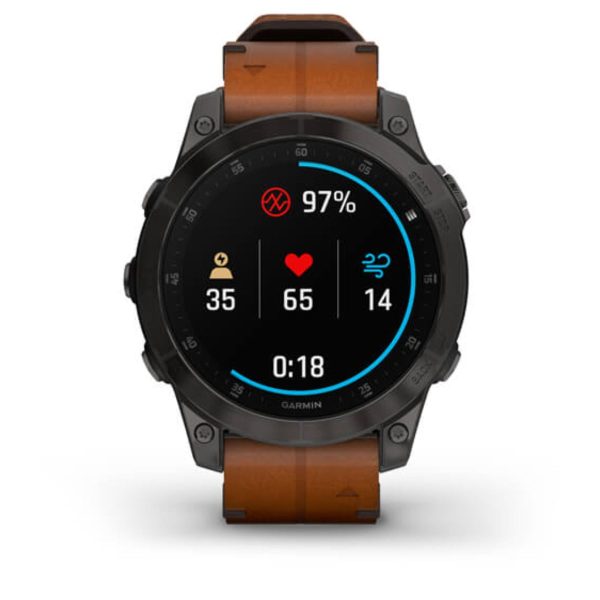 Garmin Epix (Gen 2) (Sapphire - Black Titanium with Chestnut Leather Band)