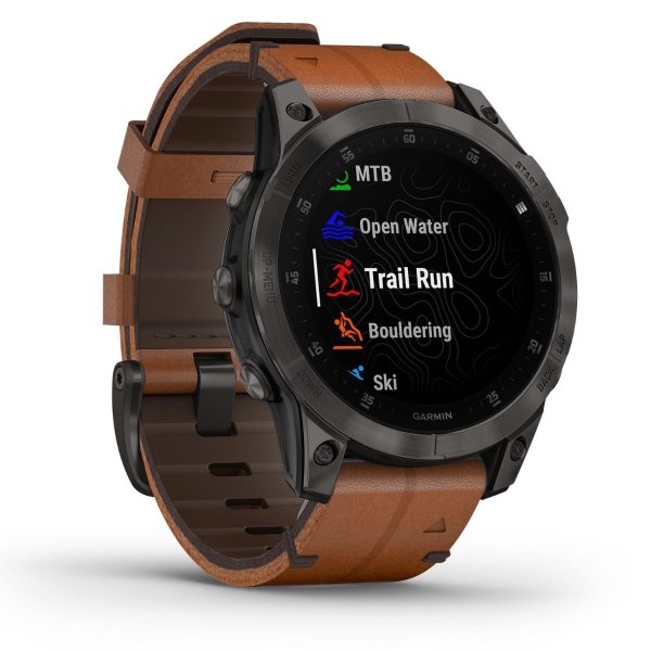 Garmin Epix (Gen 2) (Sapphire - Black Titanium with Chestnut Leather Band)