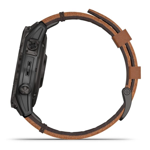 Garmin Epix (Gen 2) (Sapphire - Black Titanium with Chestnut Leather Band)
