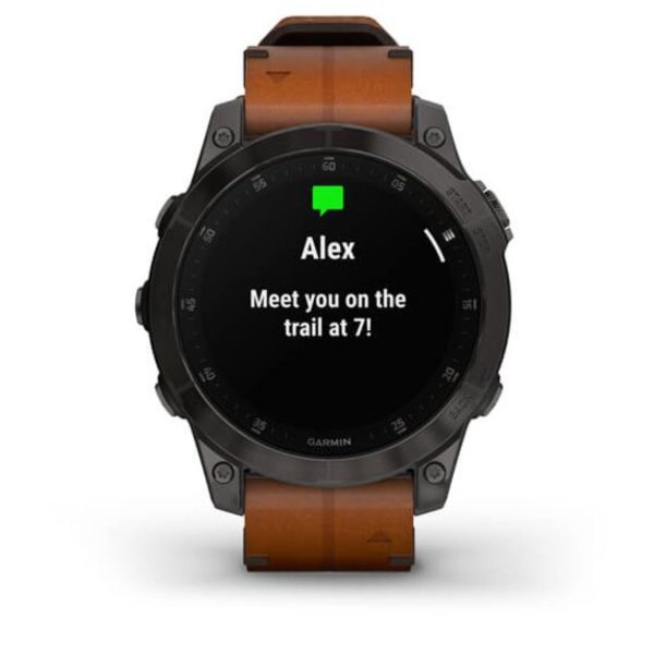 Garmin Epix (Gen 2) (Sapphire - Black Titanium with Chestnut Leather Band)