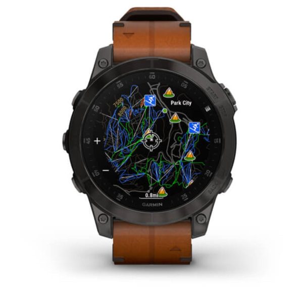 Garmin Epix (Gen 2) (Sapphire - Black Titanium with Chestnut Leather Band)