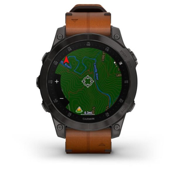 Garmin Epix (Gen 2) (Sapphire - Black Titanium with Chestnut Leather Band)