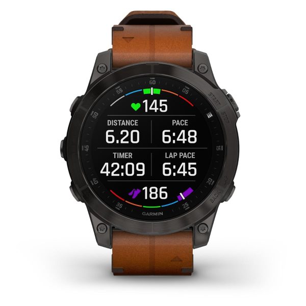 Garmin Epix (Gen 2) (Sapphire - Black Titanium with Chestnut Leather Band)