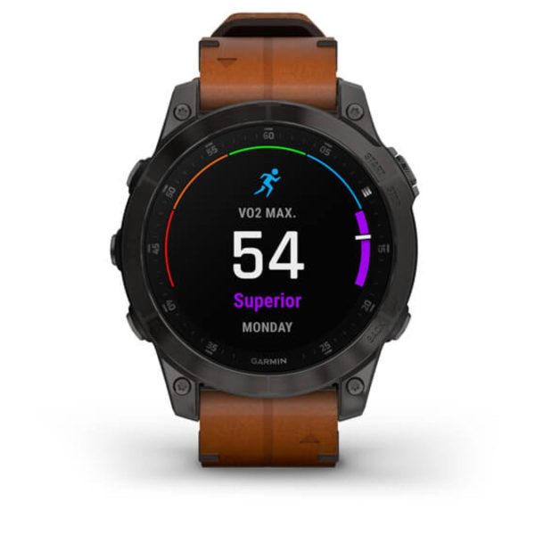 Garmin Epix (Gen 2) (Sapphire - Black Titanium with Chestnut Leather Band)