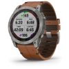 Garmin Fenix 7X – Sapphire Solar Edition (Titanium with Chestnut Leather Band)