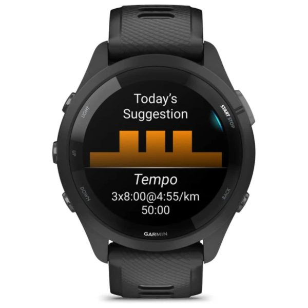 Garmin Forerunner 265 (Black Bezel and Case with Black/Powder Gray Silicone Band)