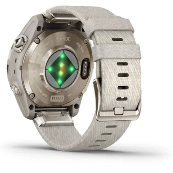Garmin Epix Pro (Gen 2) 42mm – Sapphire Edition (Soft Gold with Cream Heathered Nylon Band)