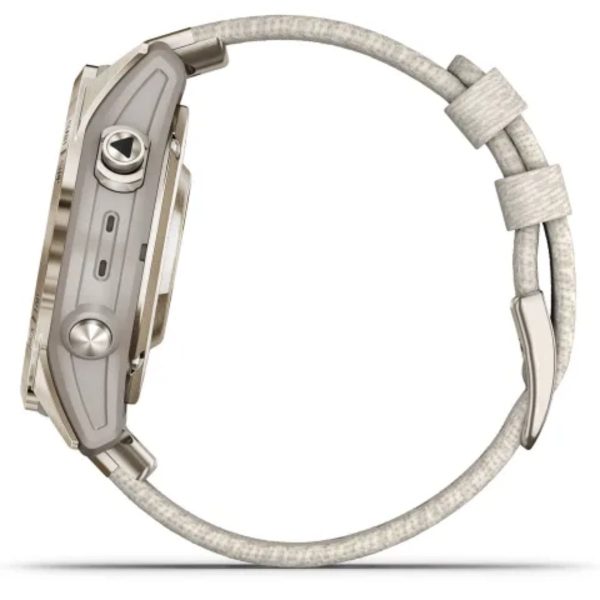 Garmin Epix Pro (Gen 2) 42mm – Sapphire Edition (Soft Gold with Cream Heathered Nylon Band)