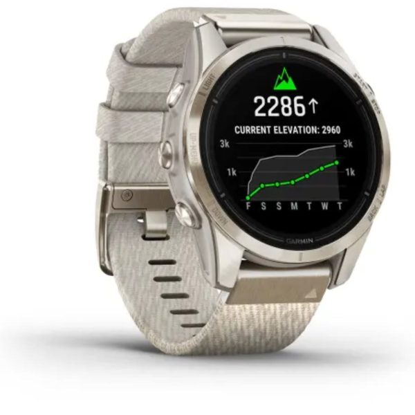 Garmin Epix Pro (Gen 2) 42mm – Sapphire Edition (Soft Gold with Cream Heathered Nylon Band)