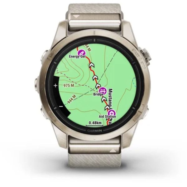 Garmin Epix Pro (Gen 2) 42mm – Sapphire Edition (Soft Gold with Cream Heathered Nylon Band)