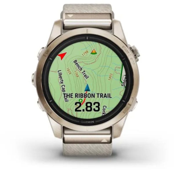 Garmin Epix Pro (Gen 2) 42mm – Sapphire Edition (Soft Gold with Cream Heathered Nylon Band)