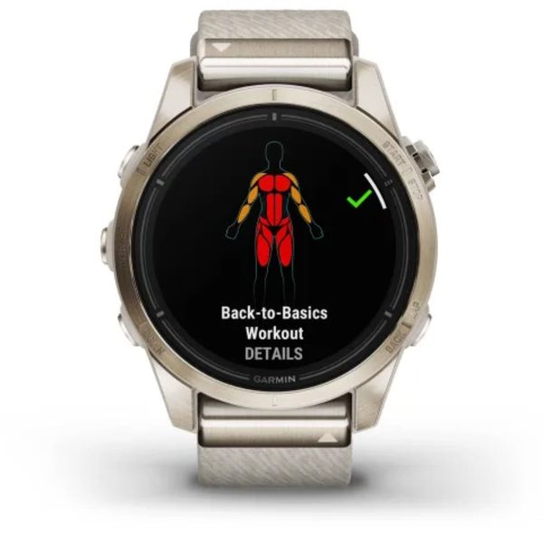 Garmin Epix Pro (Gen 2) 42mm – Sapphire Edition (Soft Gold with Cream Heathered Nylon Band)