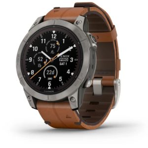 Garmin Fenix 7 Pro – Sapphire Solar Edition (Titanium with Chestnut Leather Band)