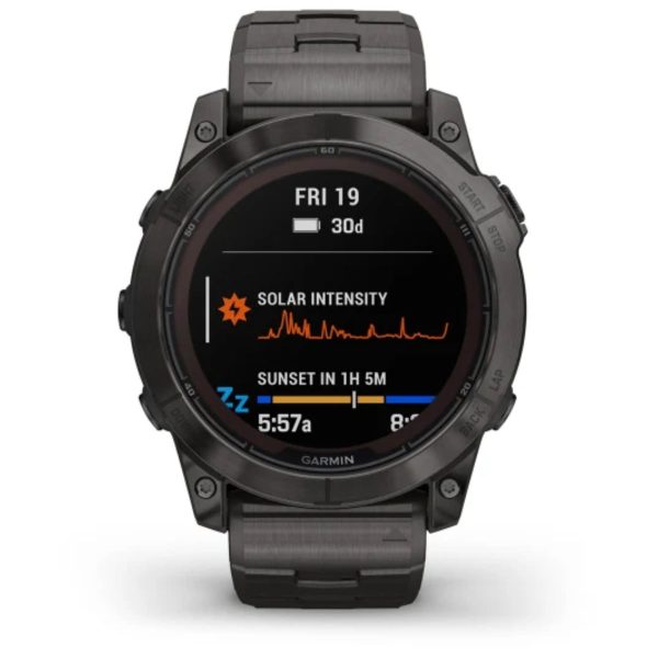 Garmin Fenix 7X Pro – Sapphire Solar Edition (Carbon Gray DLC Titanium with Vented Titanium Bracelet)