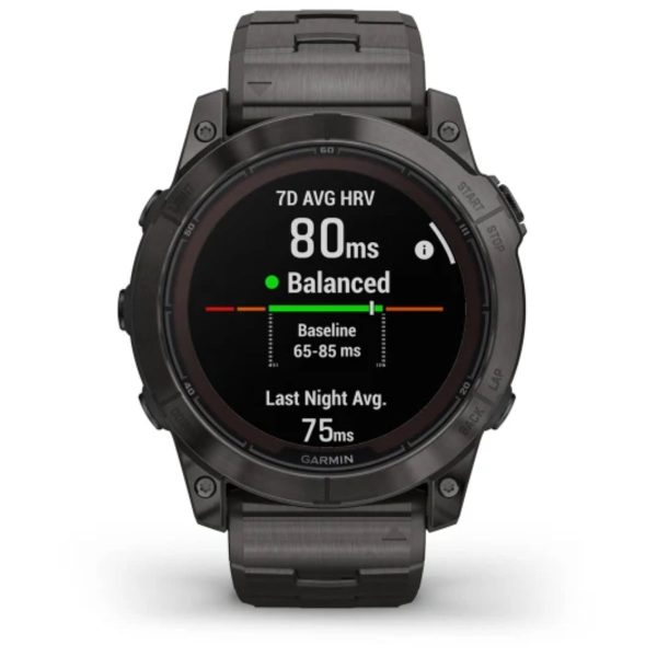 Garmin Fenix 7X Pro – Sapphire Solar Edition (Carbon Gray DLC Titanium with Vented Titanium Bracelet)