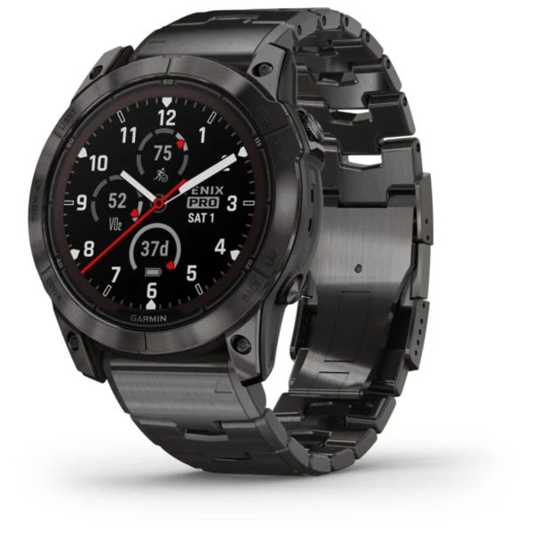 Garmin Fenix 7X Pro – Sapphire Solar Edition (Carbon Gray DLC Titanium with Vented Titanium Bracelet)