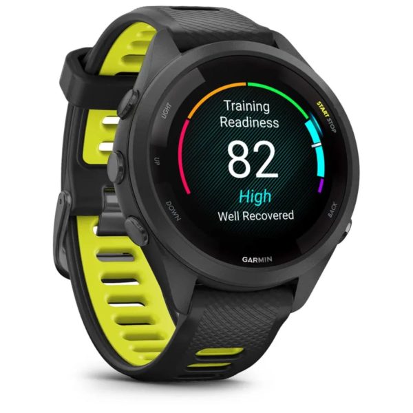 Garmin Forerunner 265S (Black Bezel and Case with Black/Amp Yellow Silicone Band)