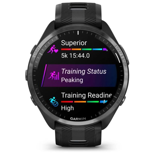 Garmin Forerunner 965 (Carbon Grey DLC Titanium Bezel with Black Case and Black/Powder Grey Silicone Band)