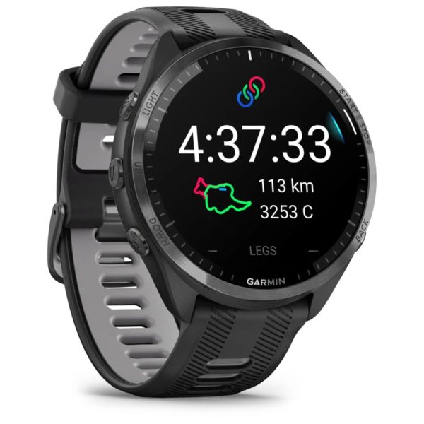 Garmin Forerunner 965 (Carbon Grey DLC Titanium Bezel with Black Case and Black/Powder Grey Silicone Band)