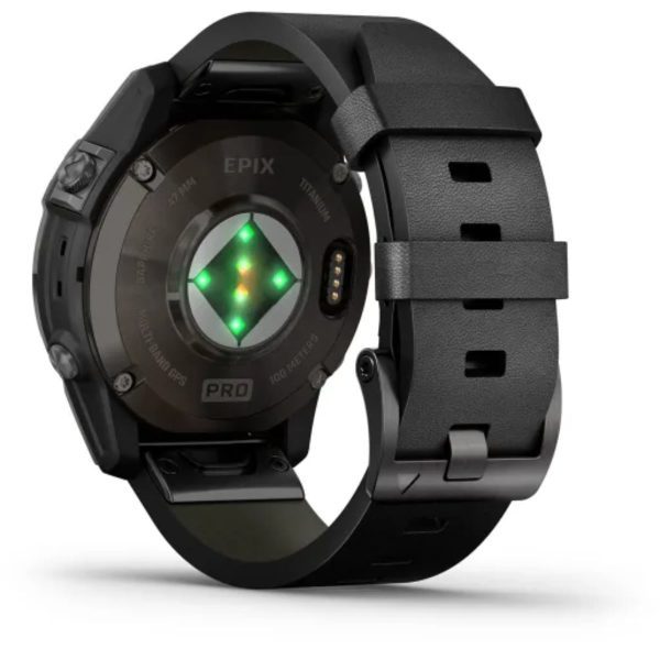 Garmin Epix Pro (Gen 2) 47mm – Sapphire Edition (Carbon Grey DLC Titanium with Black Leather Band)