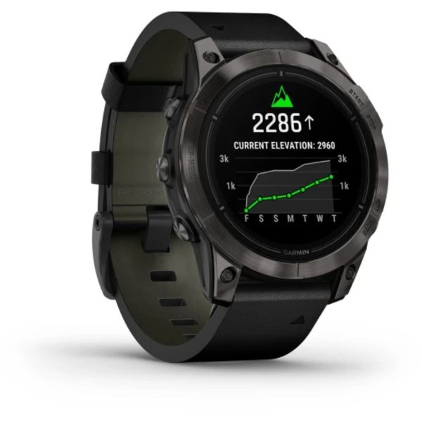 Garmin Epix Pro (Gen 2) 47mm – Sapphire Edition (Carbon Grey DLC Titanium with Black Leather Band)
