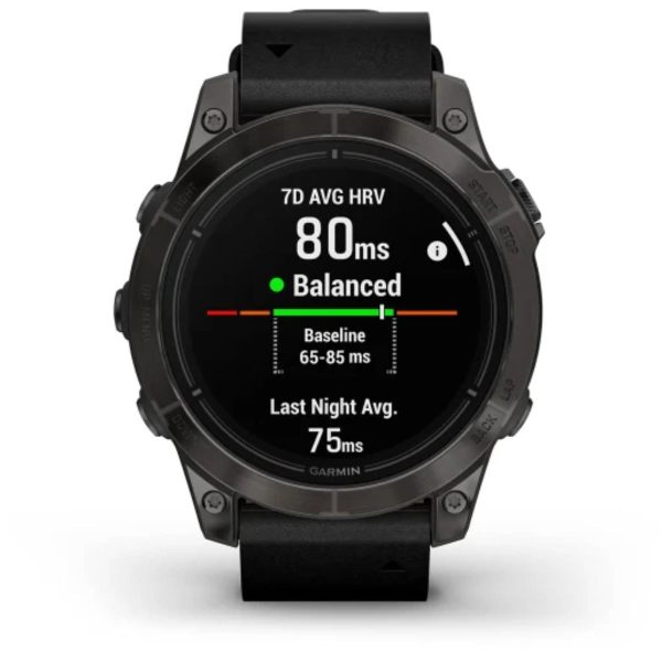 Garmin Epix Pro (Gen 2) 47mm – Sapphire Edition (Carbon Grey DLC Titanium with Black Leather Band)