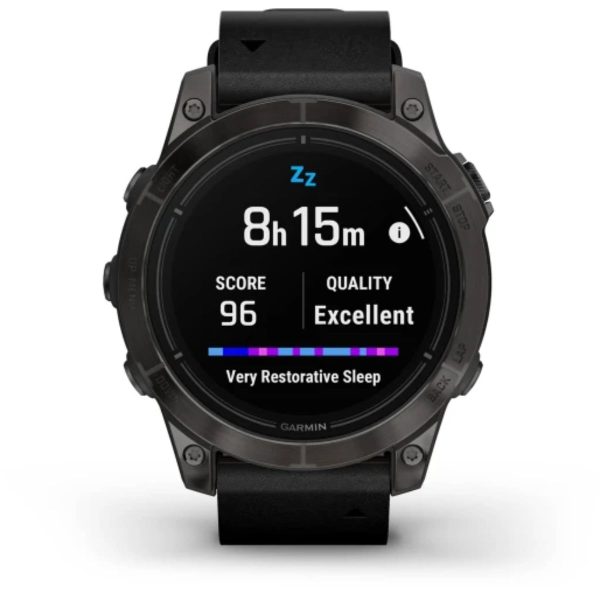 Garmin Epix Pro (Gen 2) 47mm – Sapphire Edition (Carbon Grey DLC Titanium with Black Leather Band)